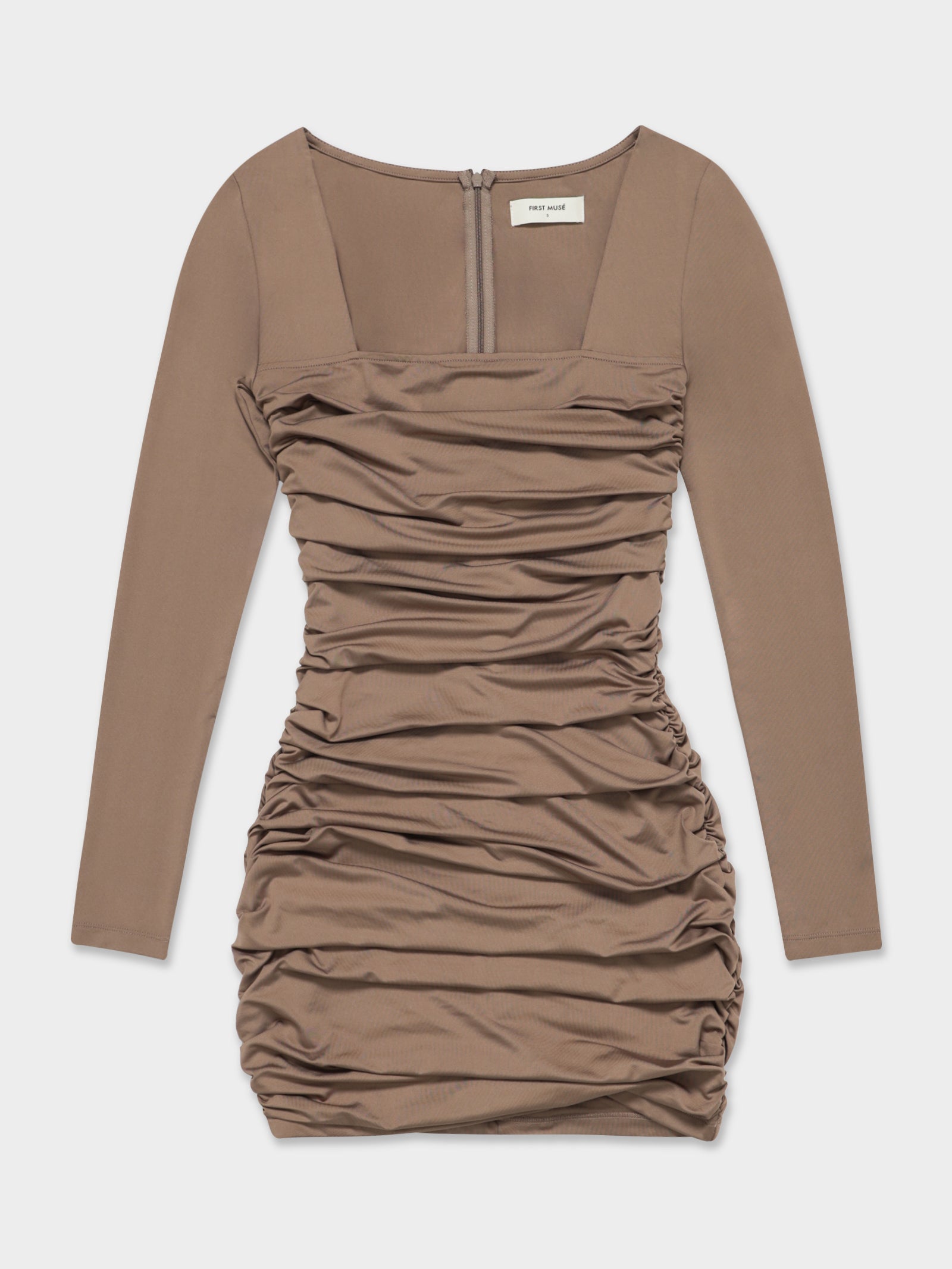 Adina Ruched Dress in Coffee