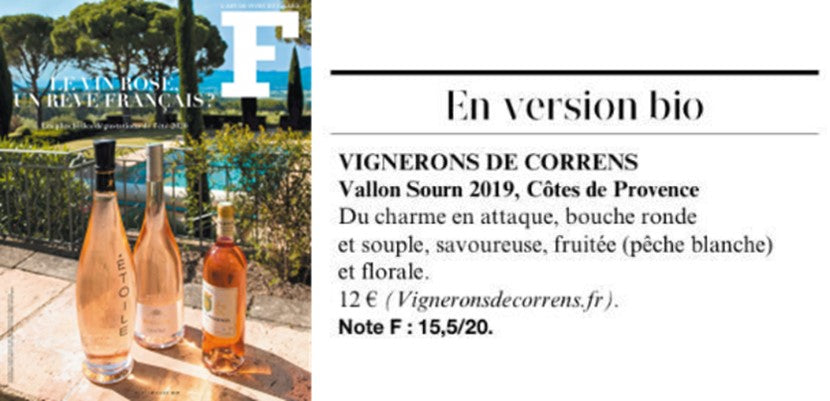 Le Figaro, article sur la cuvée Vallon Sourn, rosé, 2019
