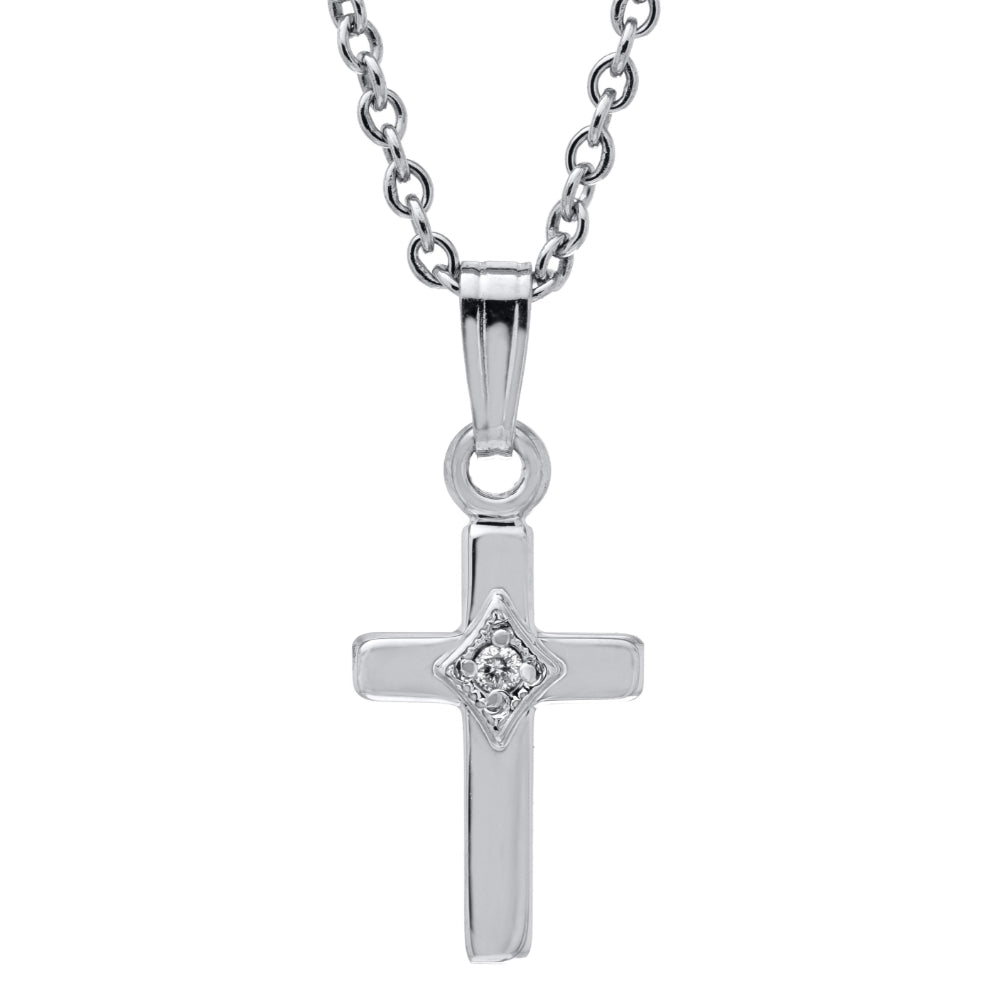 childs silver cross and chain