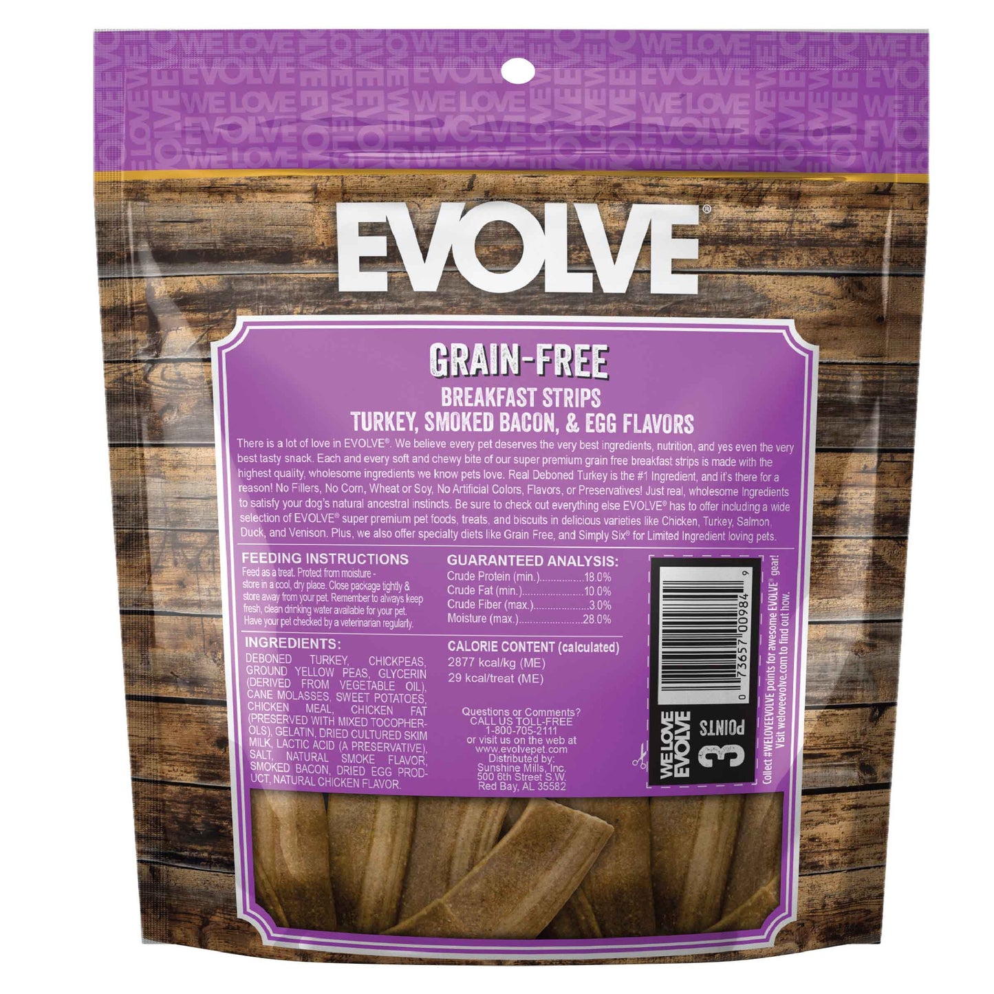 Evolve Grain Free Breakfast Strips Dog Treats 25 oz Bag-2