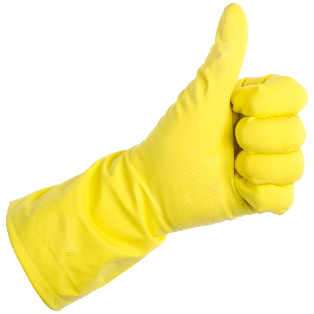 yellow cleaning gloves