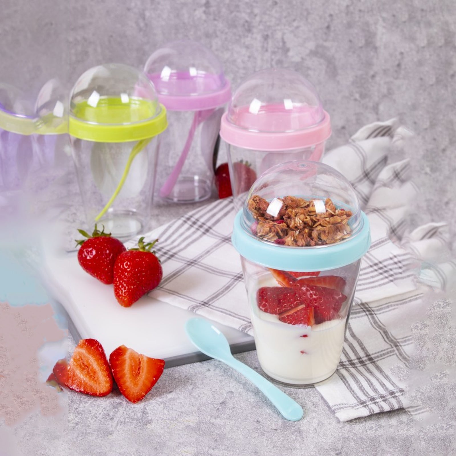  EYNEL 4 Pack Breakfast On The Go Yogurt Parfait Cups