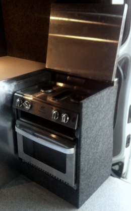 vauxhall vivaro custom kitchen microwave and hob lift up top