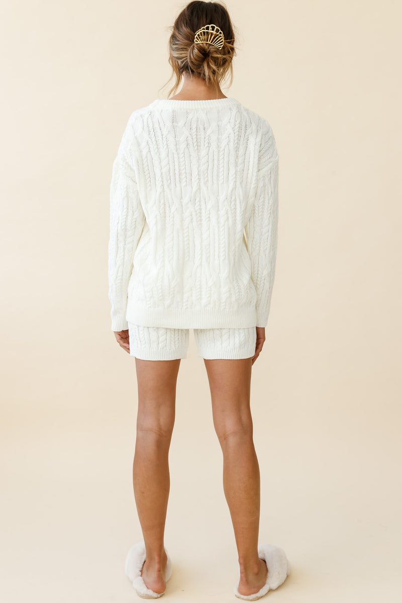 Shop the Colorado Cable Knit Shorts Cream Selfie Leslie