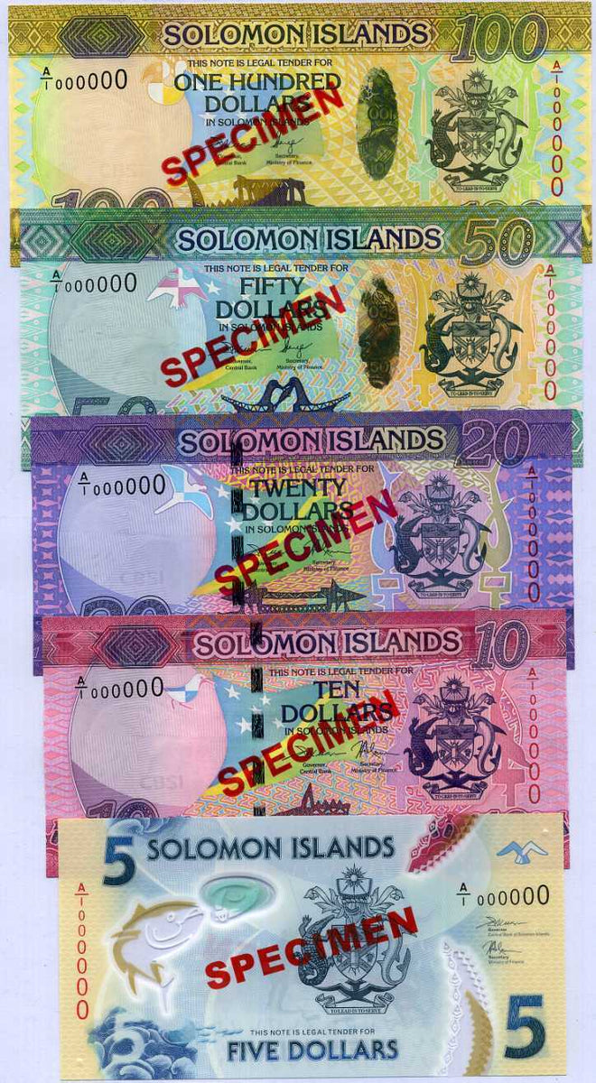 Solomon Islands 100 DOLLARS $100 ND 2013  First A/1  P.36  UNC Low Serial # 