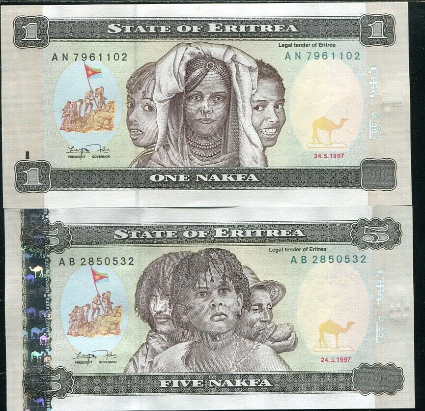 Details about   Eritrea 1 Nakfa 1997 Set of 2 Banknotes  2PCS  UNC 5 