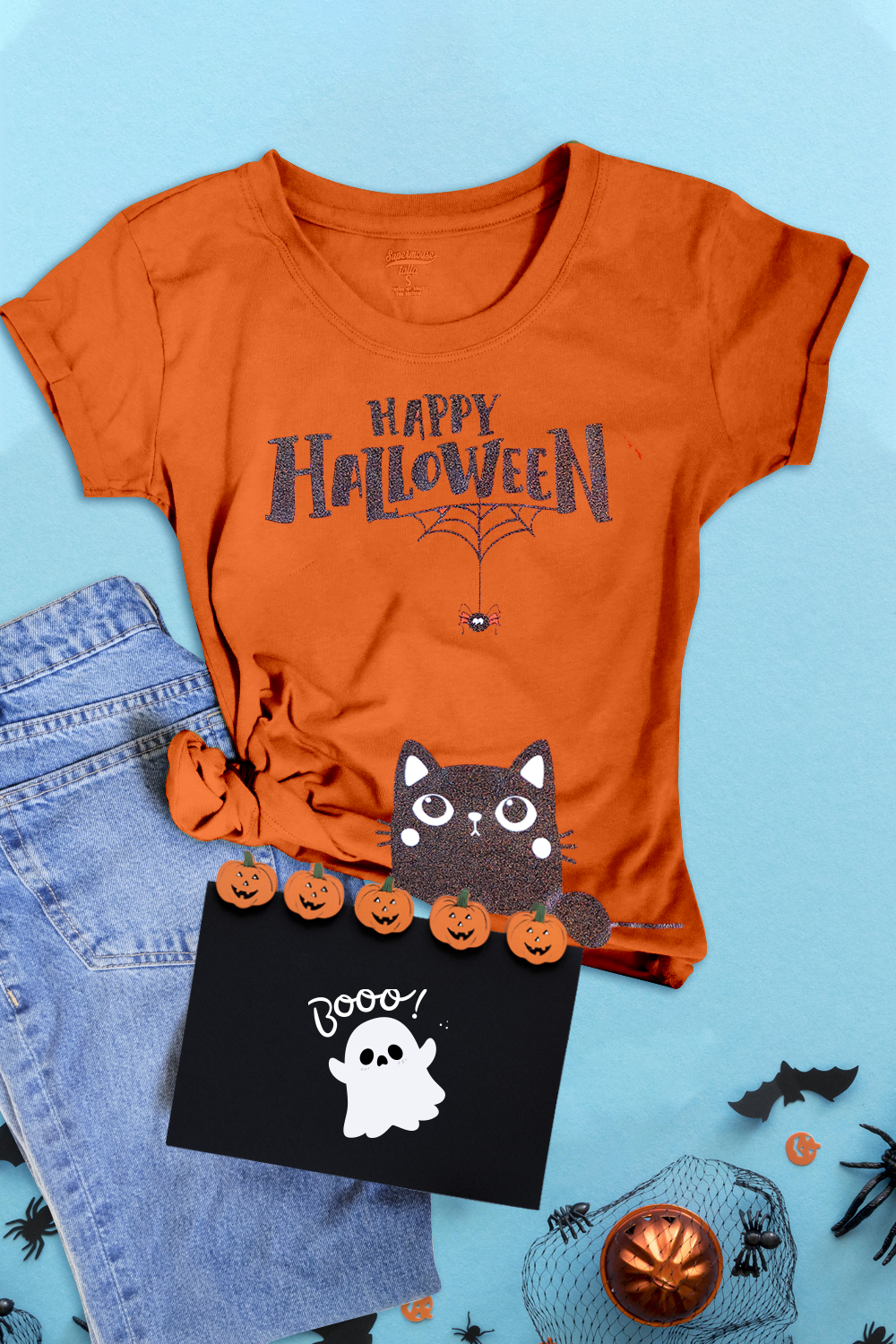 Blusa manga corta. Happy Halloween cat – Mouse Apparel