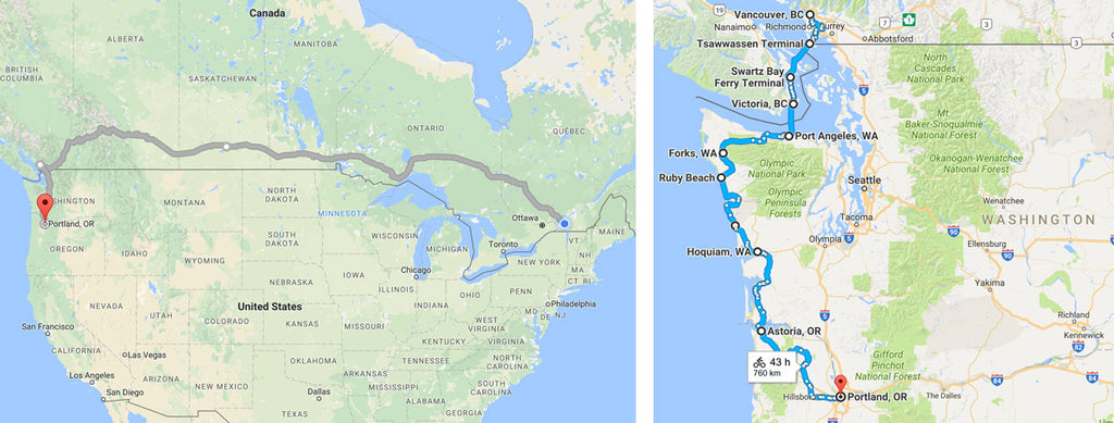 Bicycle Tour by train Montreal to Vancouver to Portland