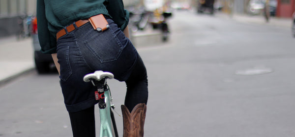 leather iphone holster to carry phone while you're biking