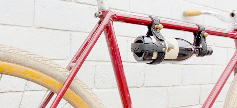 recycled bicycle tire wine rack