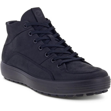 Quarter view Men's ECCO Footwear style name Soft 7 Tred M Uran Bootie in color Black. Sku: 450434-02001