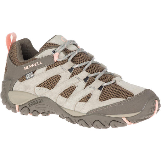 Quarter view Women's Merrell Footwear style name Alverstone Waterproof color Aluminum. Sku: J033030