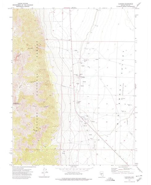 1971 Carvers Nv Nevada Usgs Topographic Map V4 Historic Pictoric 2469