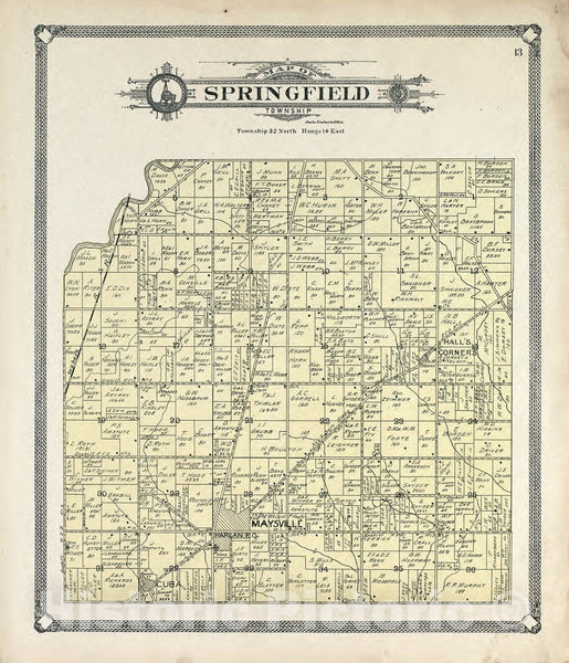 Historic 1907 Map Plat Book Of Allen County Indiana Map Of Sprin Historic Pictoric 0749