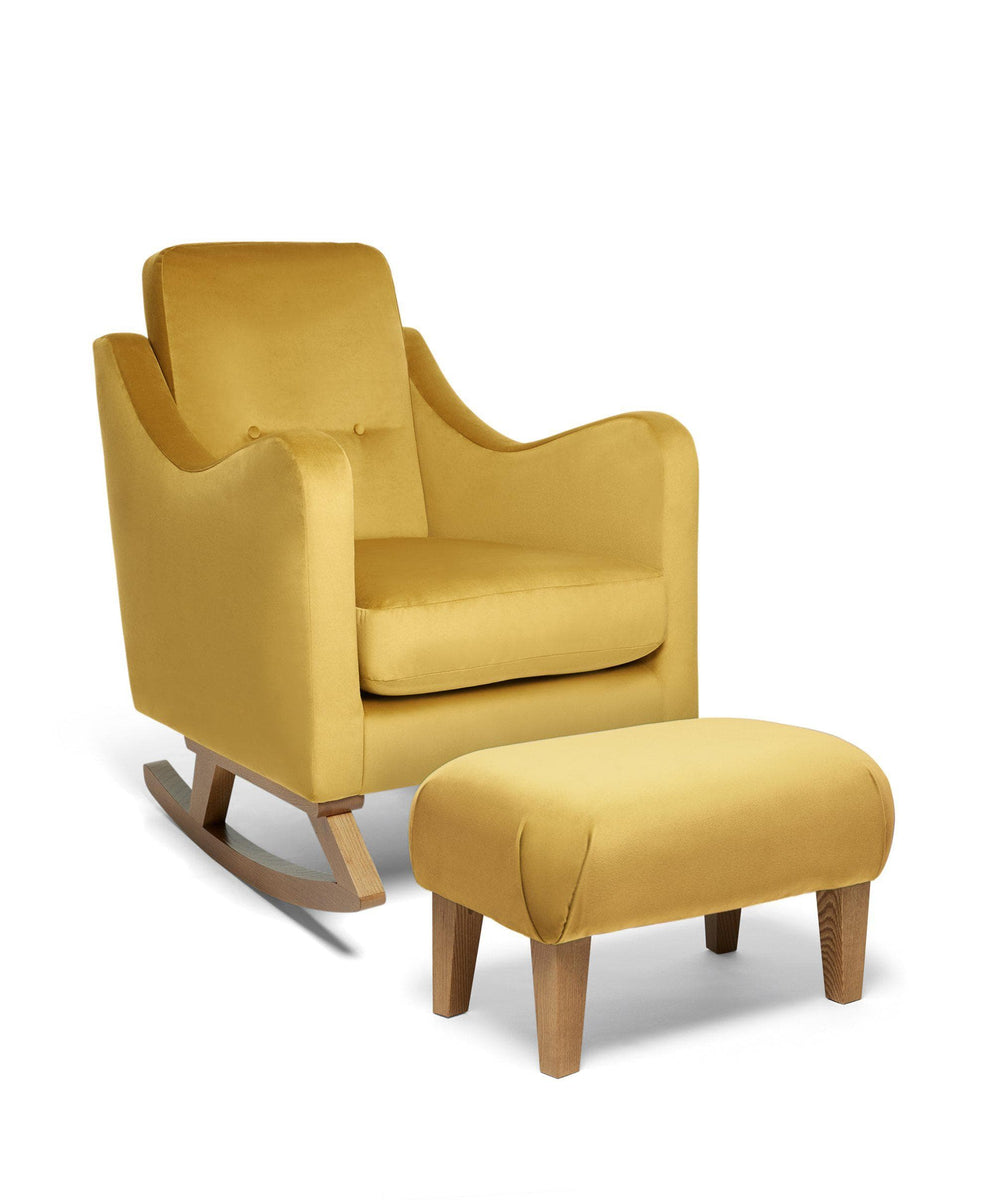 Bowdon Nursing Chair & Footstool - Mustard Velvet | Nursery Furniture
