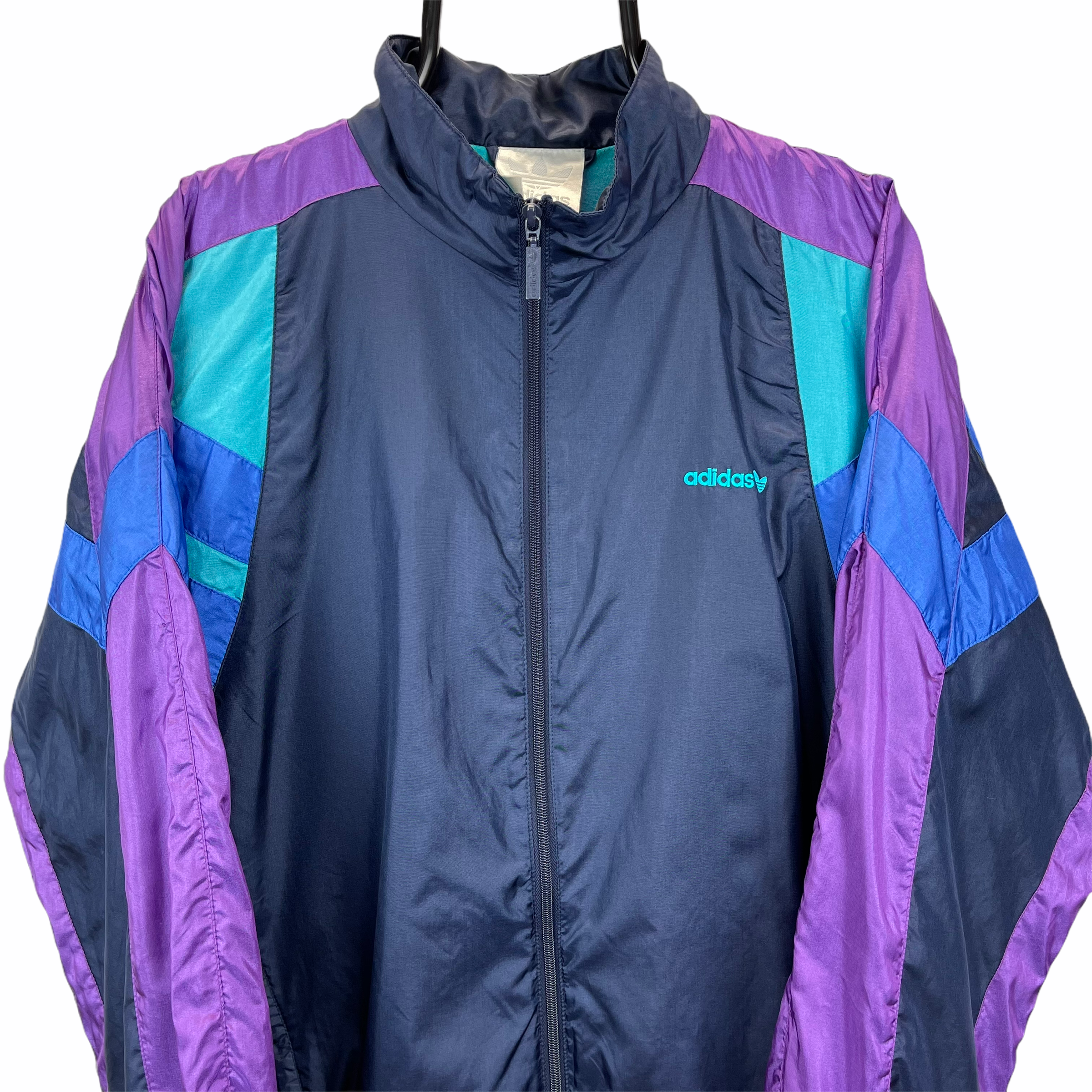 Vintage 90s Adidas Track Jacket in Turquoise & Purple Men's La - Vintique Clothing