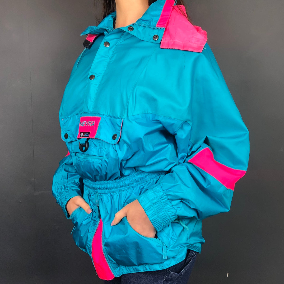 Vintage Nevica Ski Jacket in Teal and Hot Pink - Women's Large / Men's -  Vintique Clothing