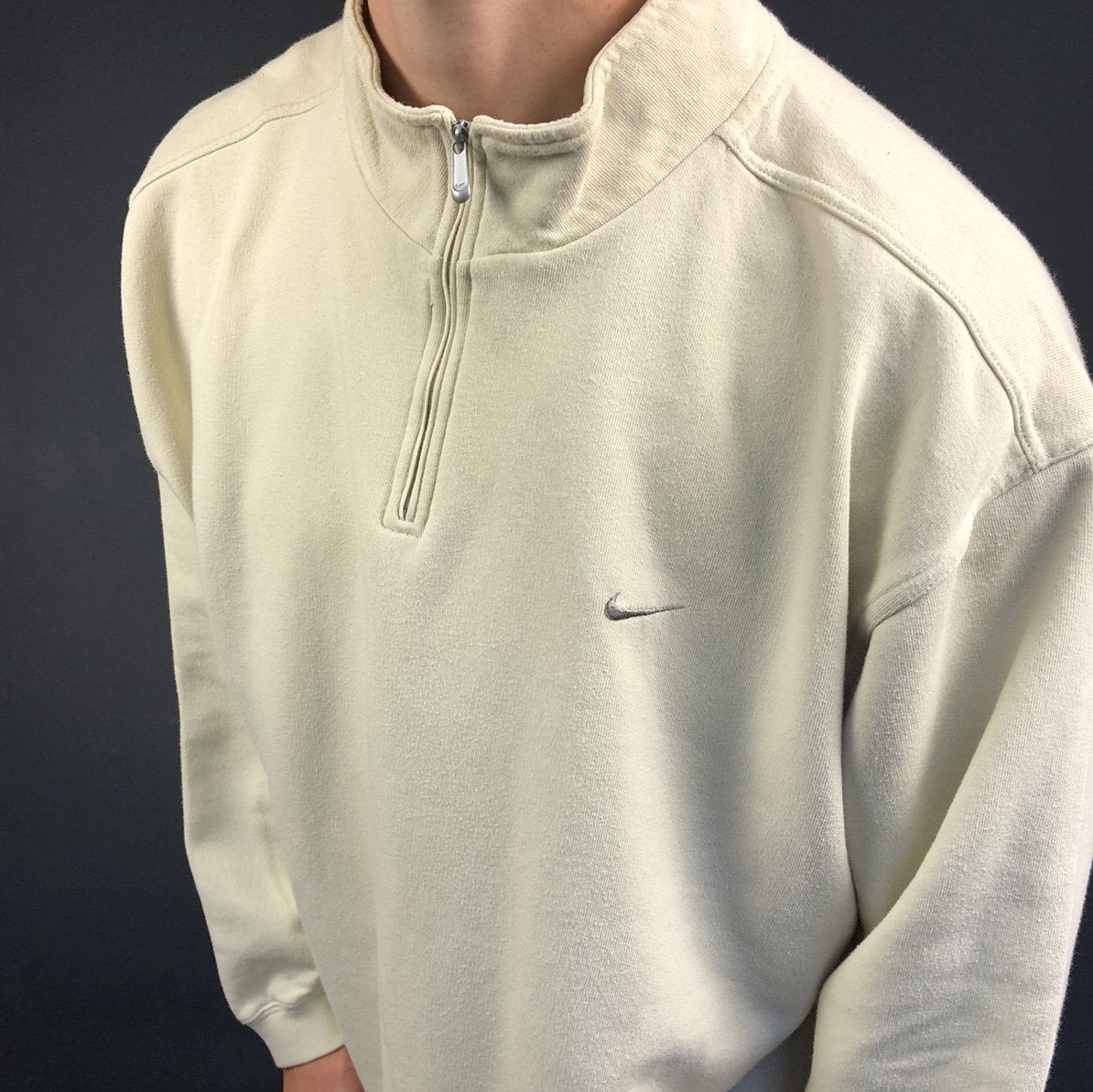 Vintage Nike 1/4 Zip Sweatshirt with Embroidered Swoosh - - Vintique Clothing