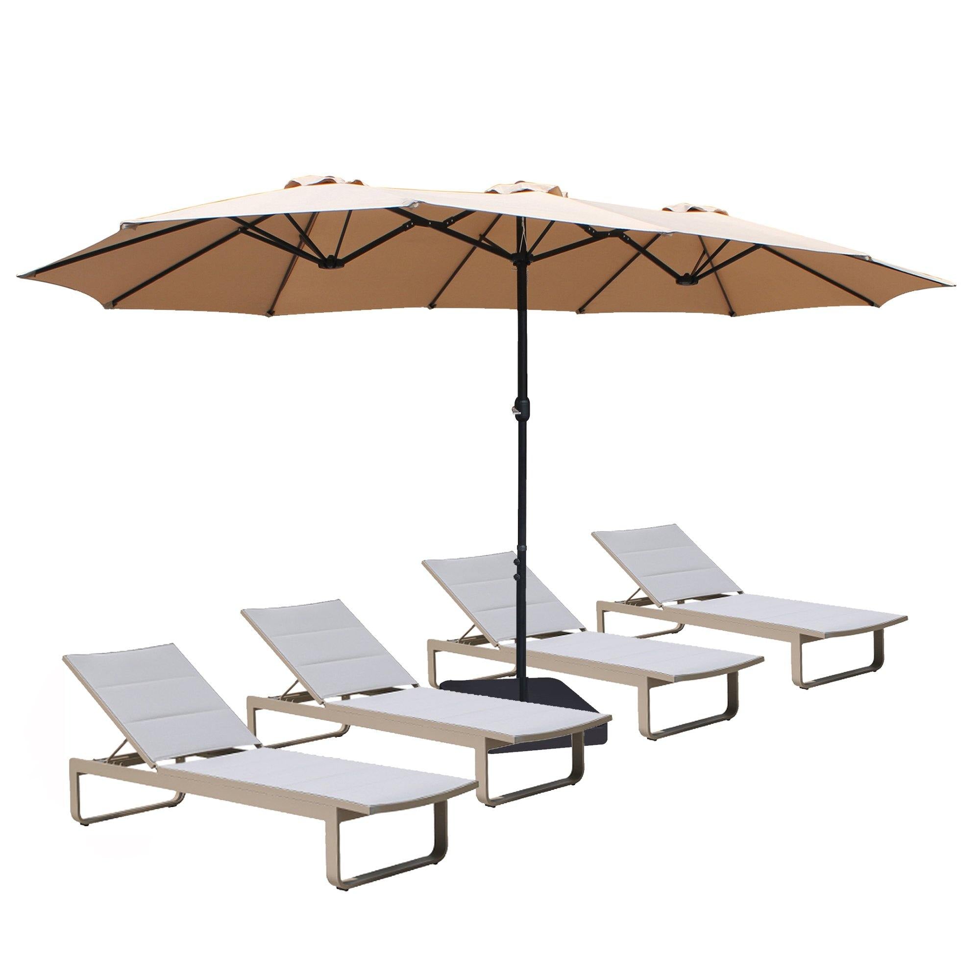 Details about   15Ft Twin Large Patio Umbrella Double Sided Sunshade Canopy with Crank Pool Deck 
