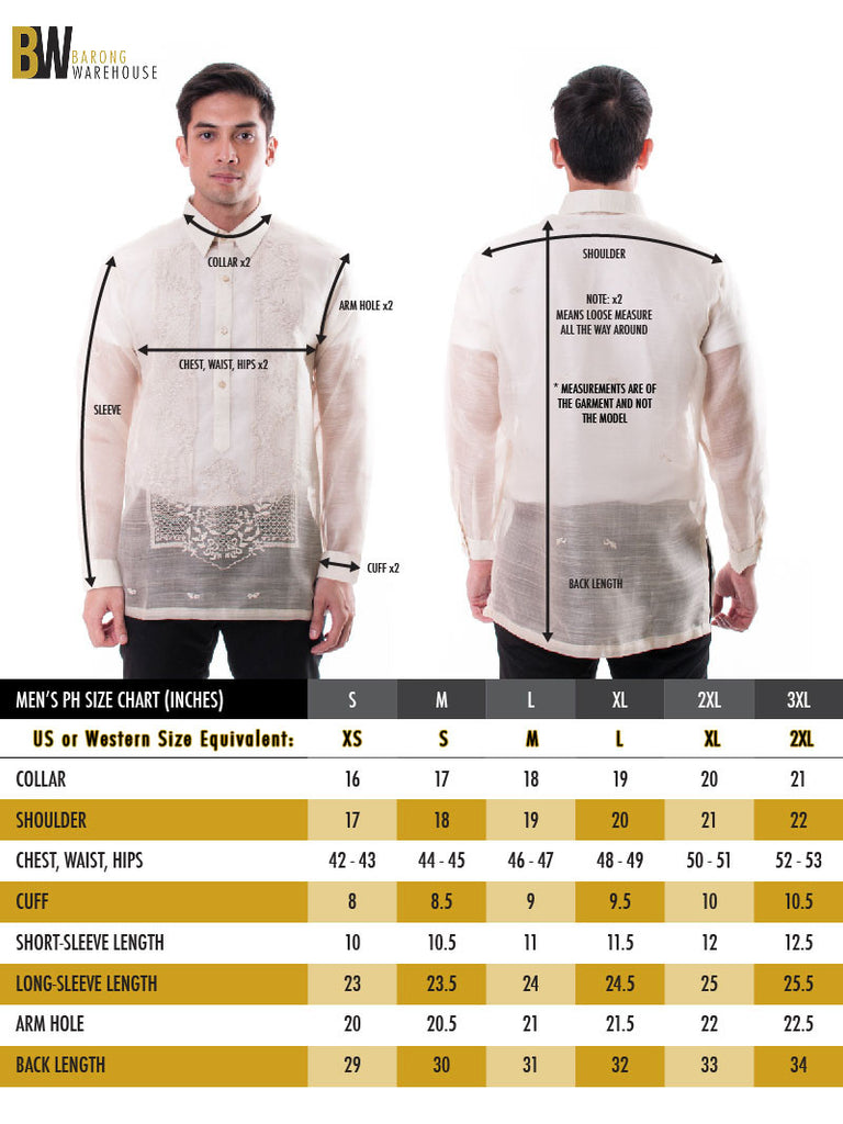 Men S Xl Dress Shirt Size Chart
