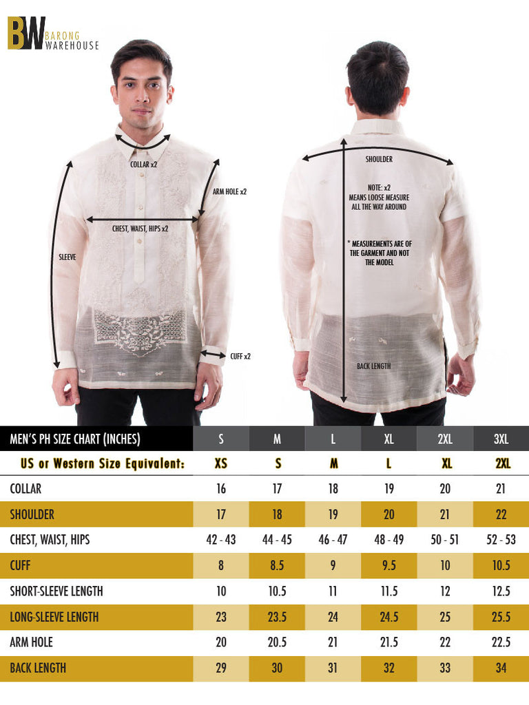 BW Men's Size Chart