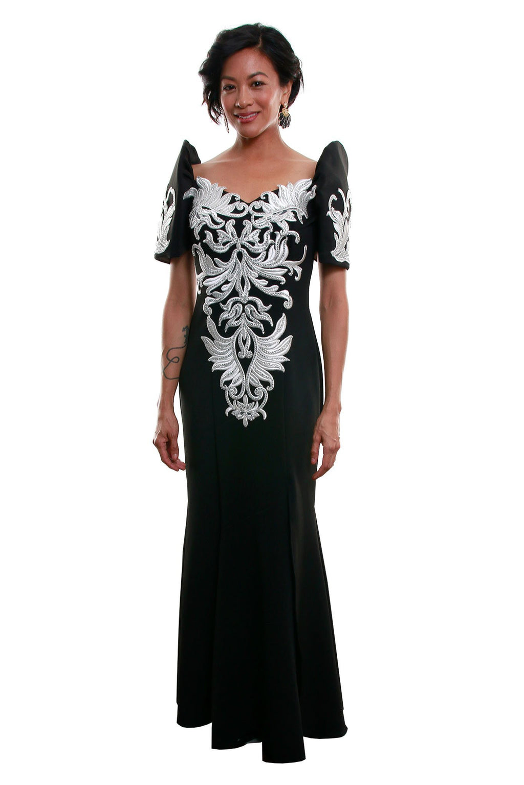 Made To Order Neoprene Mestiza Gown Black Filipiniana Barong