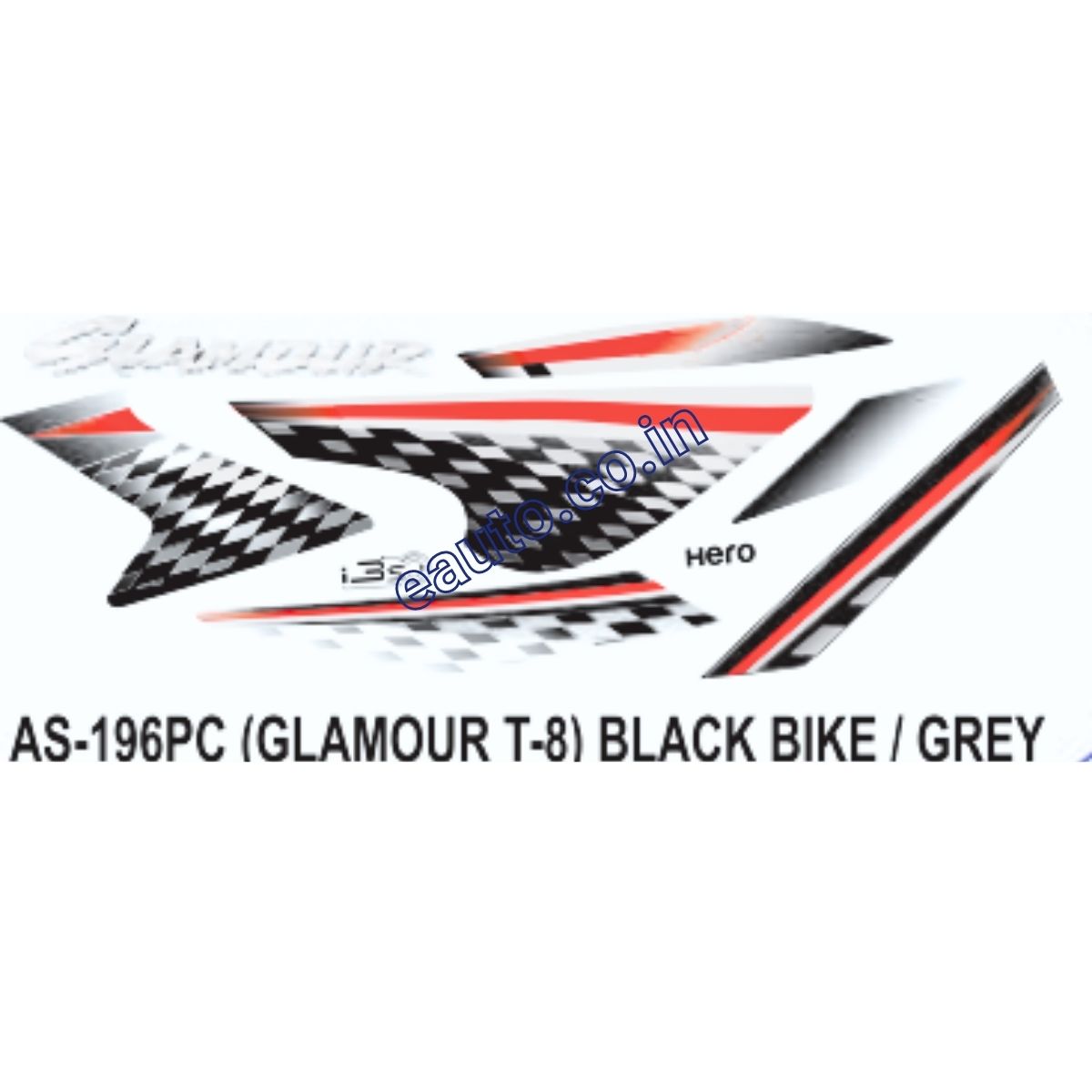 Graphics Sticker Set for Hero Glamour i3S | Type 8 | Black Vehicle | G