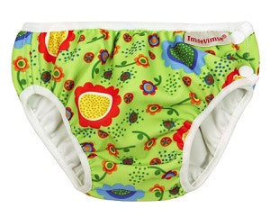 Green Floral Print Swim Diaper , Accessories - Imse Vimse, Wild Dill
