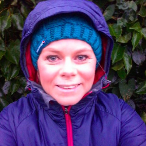 Jen really cosy and warm in her montane prism jacket in christchurch new zealead