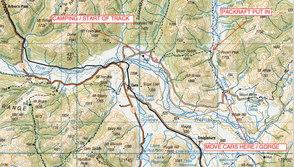 map of packrafting route