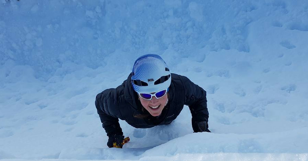 Rosie Shakespeare ice climbing