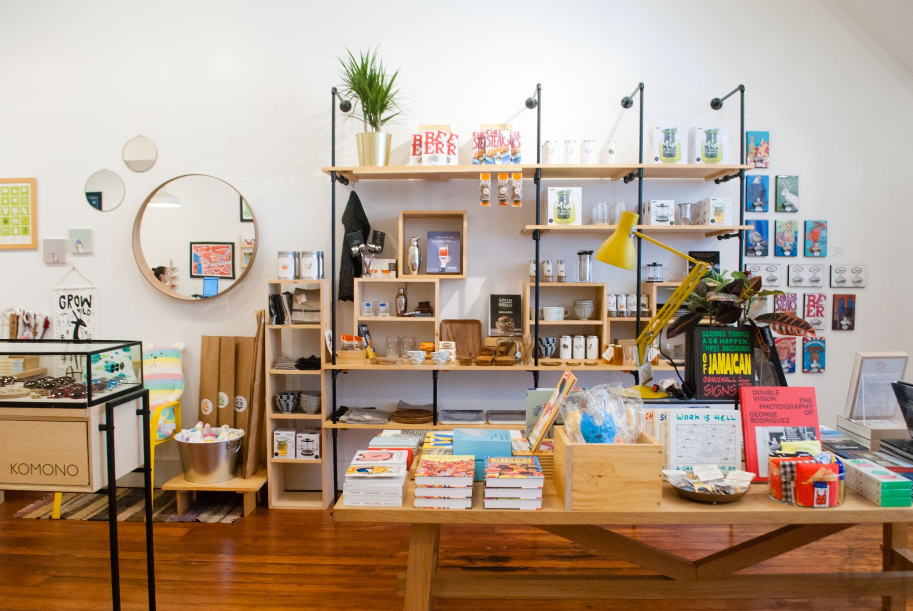 Kitchen and mealtime selections sit beside an entire table dedicated to books now.