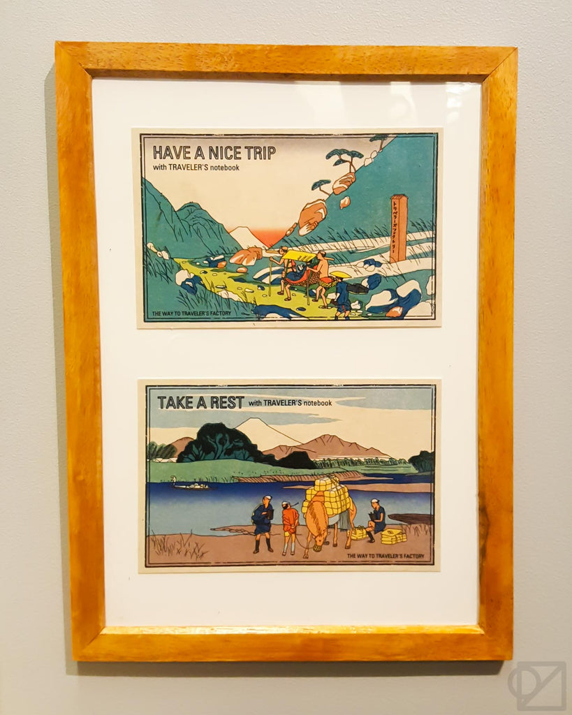 Framed TRC postcards on display at the Narita Airport TRF