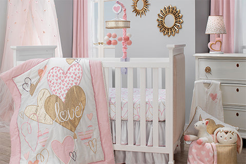 Layla Pin & Gold Baby Bedding