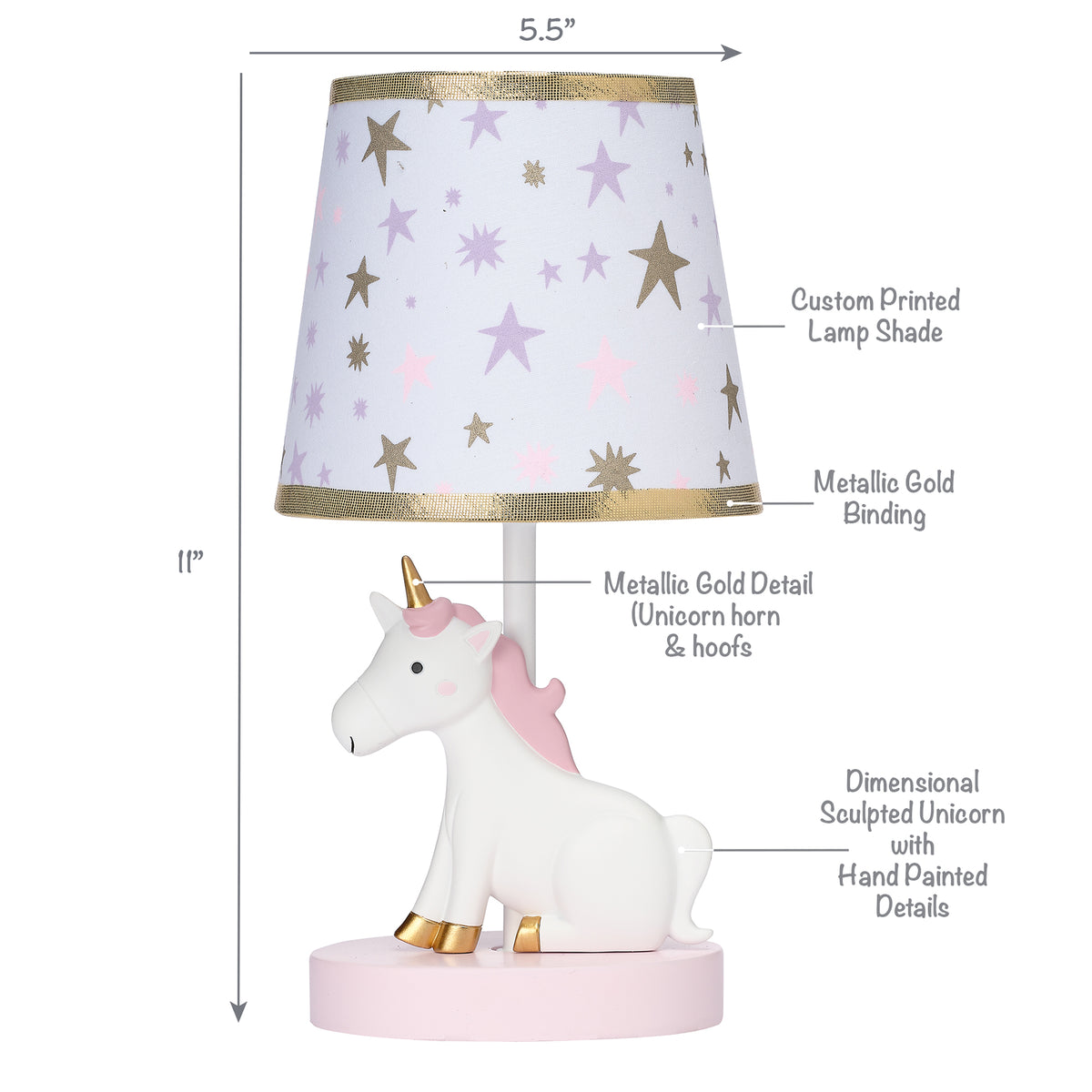 vochtigheid Ga op pad snorkel Rainbow Unicorn Pink/White Nursery Lamp with Shade & Bulb – Lambs & Ivy