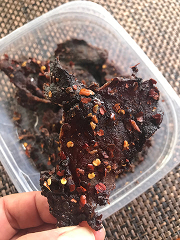 Fresh made beef jerky using Claude's Fajita Marinade and Great American Seasoning