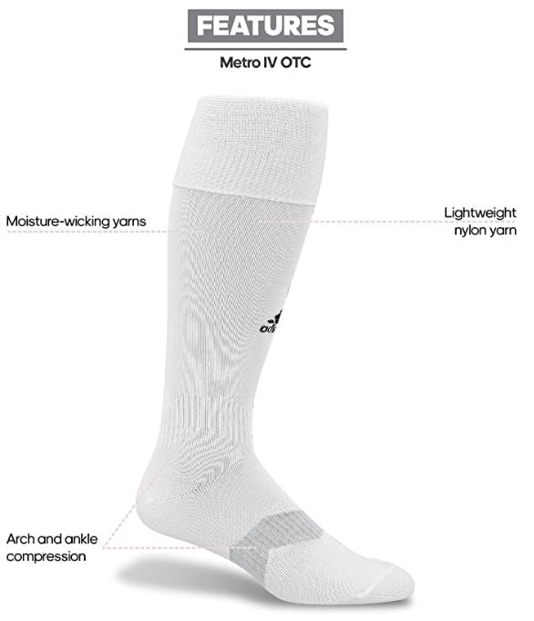 Adidas Unisex Metro IV OTC Soccer Socks (1-Pair) – Kicks and Sticks