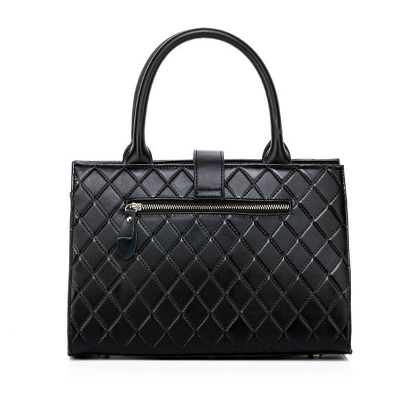 trendy leather tote bag in black