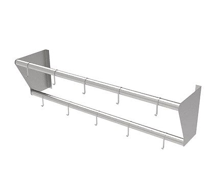 GARABATO PARA OLLAS GANCHOS MOVILES TUBO ACERO INOX 304 MEDIDAS FRENTE 280 FONDO 30 cm