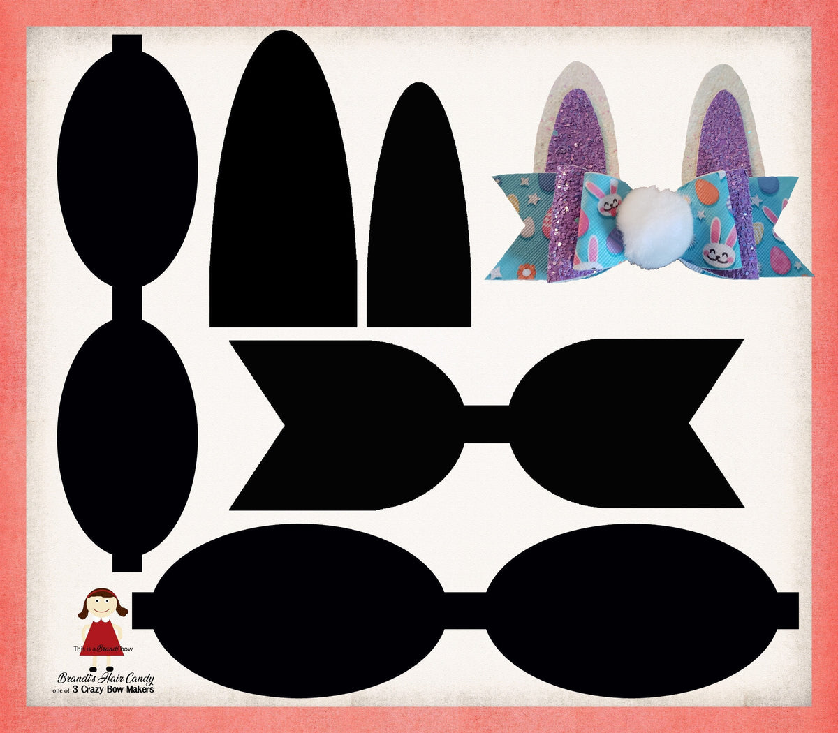Faux leather bunny bow template printable pdf and svg – Brandi's Hair Candy