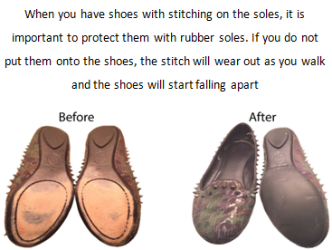 putting rubber soles on leather shoes