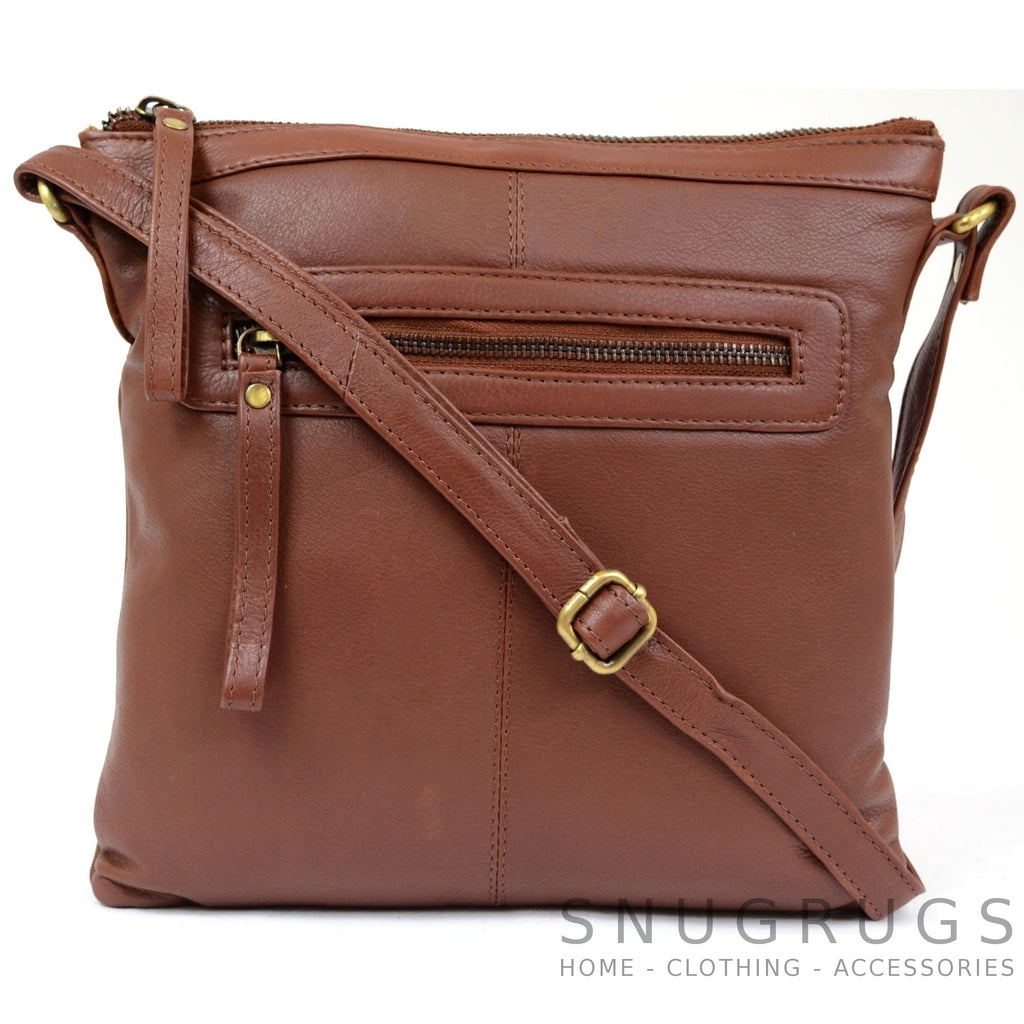 Sally - Soft Leather Shoulder / Cross Body Bag - Tan – SNUGRUGS