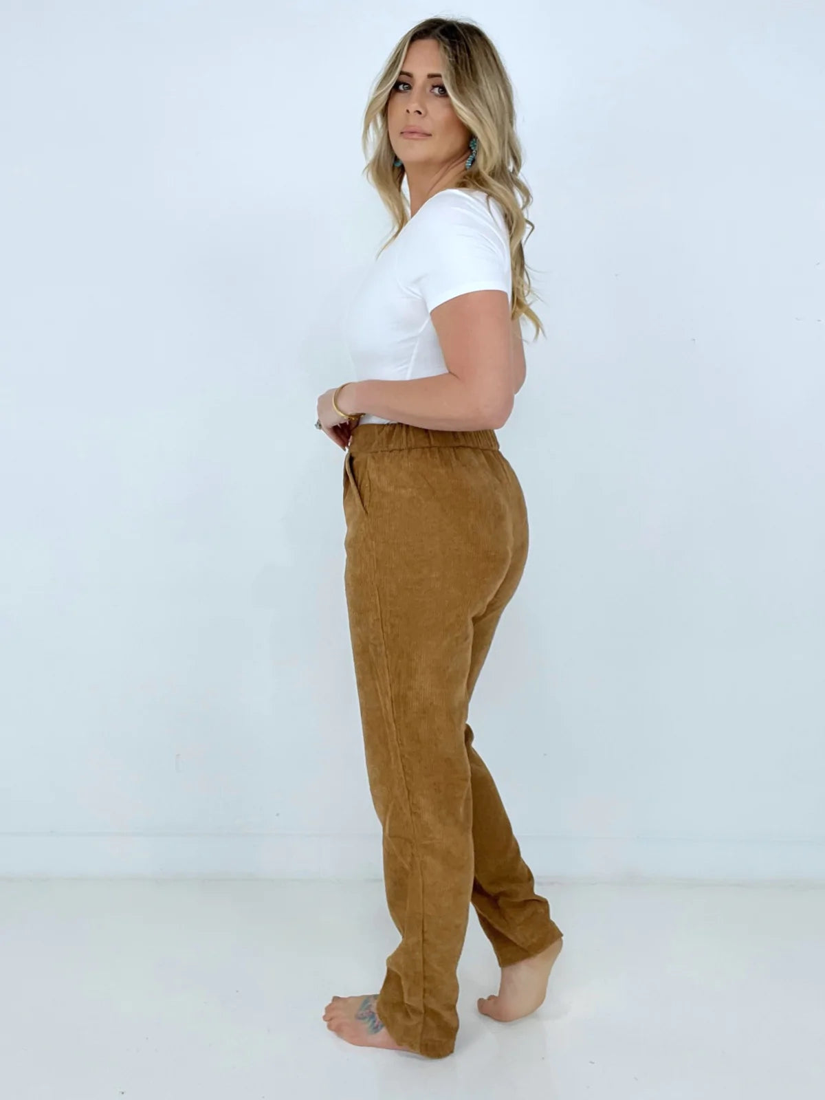 High Rise Corduroy Pants with Pockets (More Colors) - Reflection Boutique