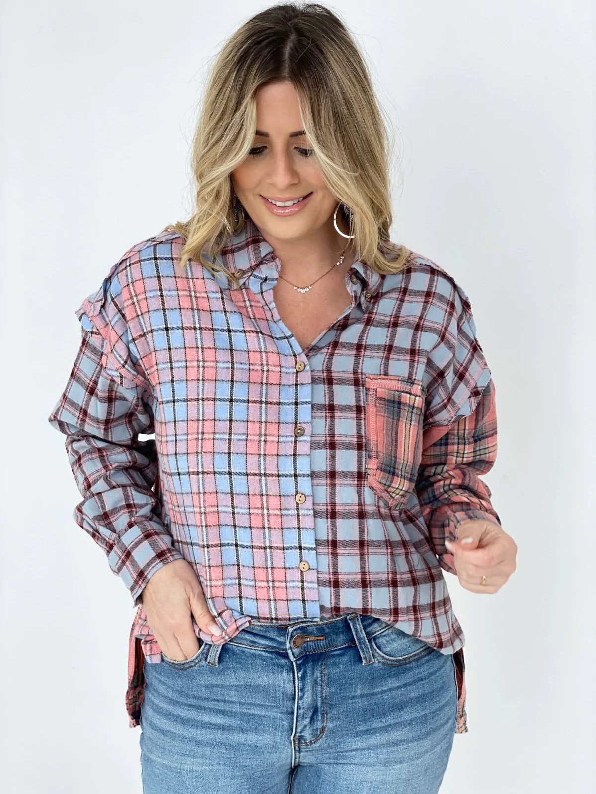 Mixed Plaid Shirt - Reflection Boutique