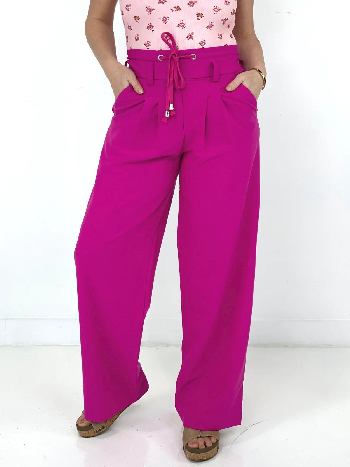 High Waist Woven Wide Leg Pants - Reflection Boutique