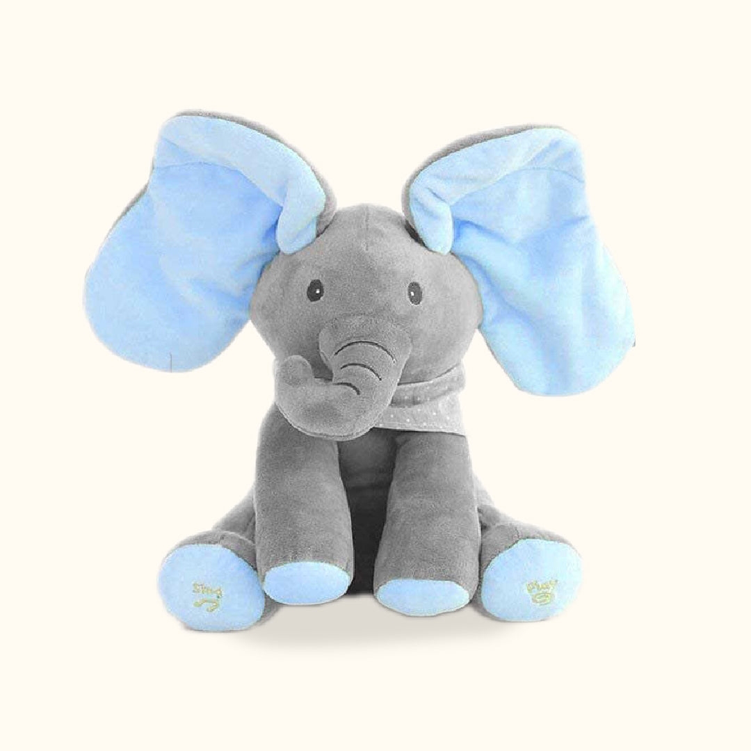 peeking elephant musical plush toy