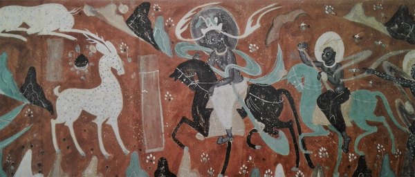 Illustration of "Nine-Coloured Deer Jātaka" (Dunhuang)