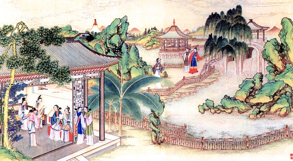 Meticulous painting of "The Dream of The Red Chamber", one of China's Four Great Classical Novels. The story has more than 10 poems about chrysanthemum.