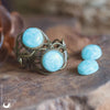 Bague elfique "Elwing" Amazonite - Ajustable - Illustrations & Bijoux fantaisie ClairObscur Art