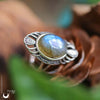 Bague "Ayshwara" Labradorite en Argent 925, ajustable - Illustrations & Bijoux fantaisie ClairObscur Art